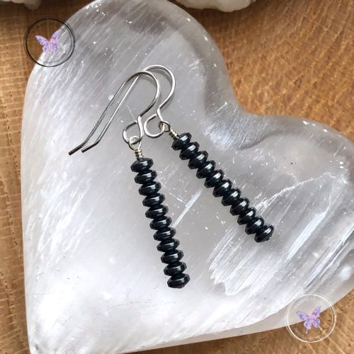 Hematite Discs Drop Earrings